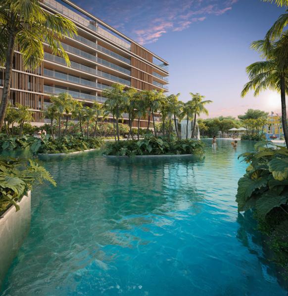 Ilhas paisagísticas da piscina do Edifício Oceana
